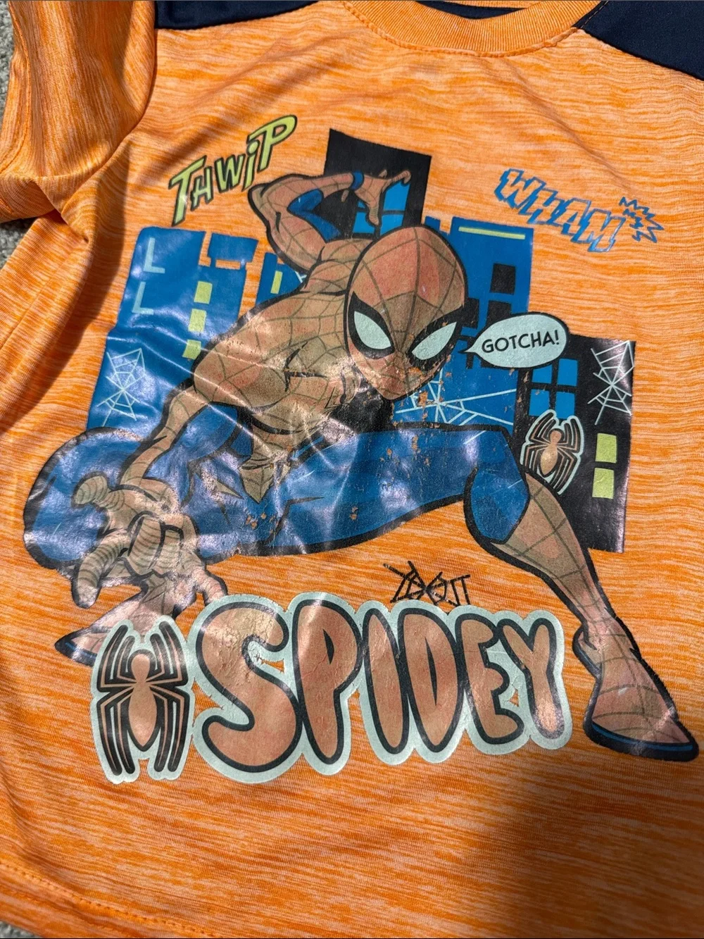 Marvel Orange and Navy Spidey Graphic Kids Pajama Set